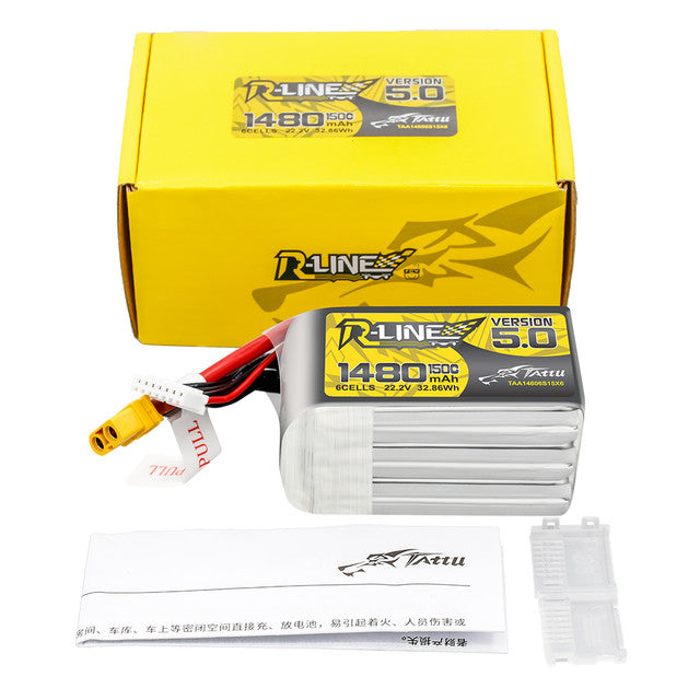 Batería Lipo Tattu 1480mAh 6S 150C R-Line con conector XT60