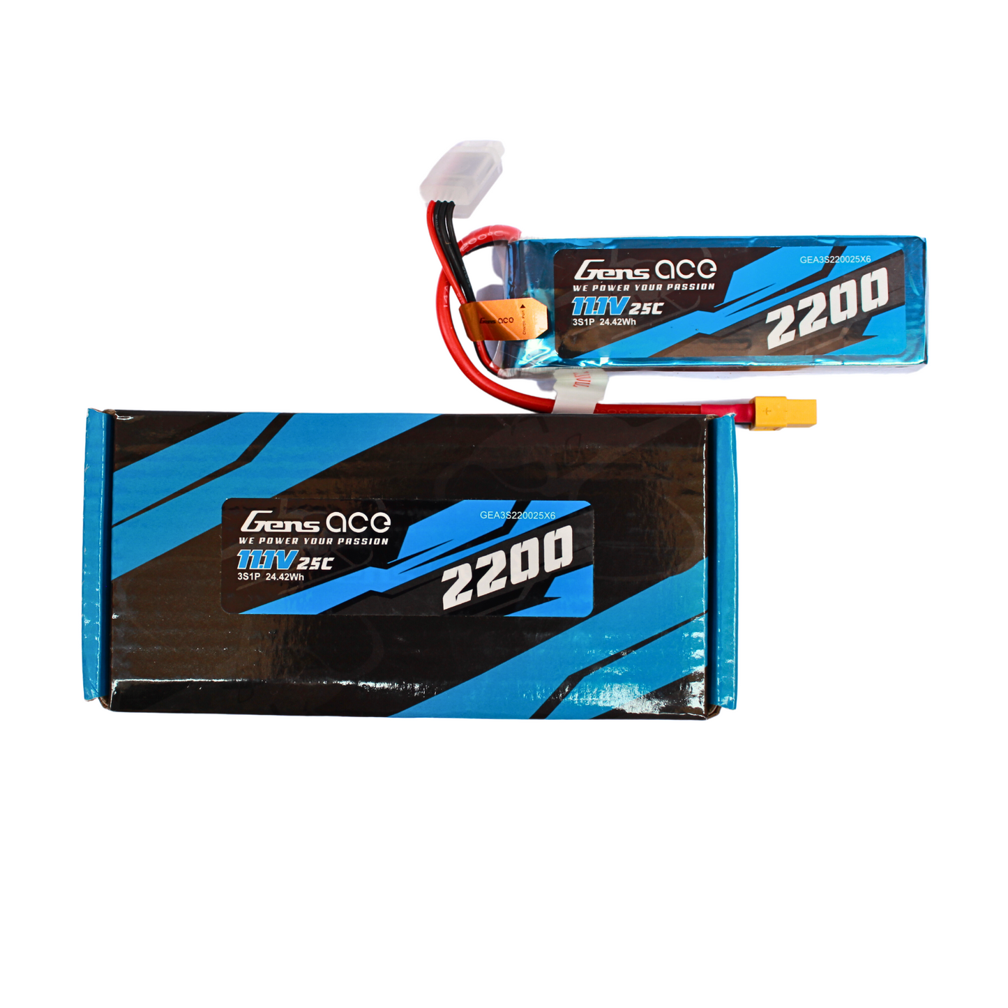 Batería Lipo GENS ACE 2200 mah 3S 11.1V 25C con conector XT60
