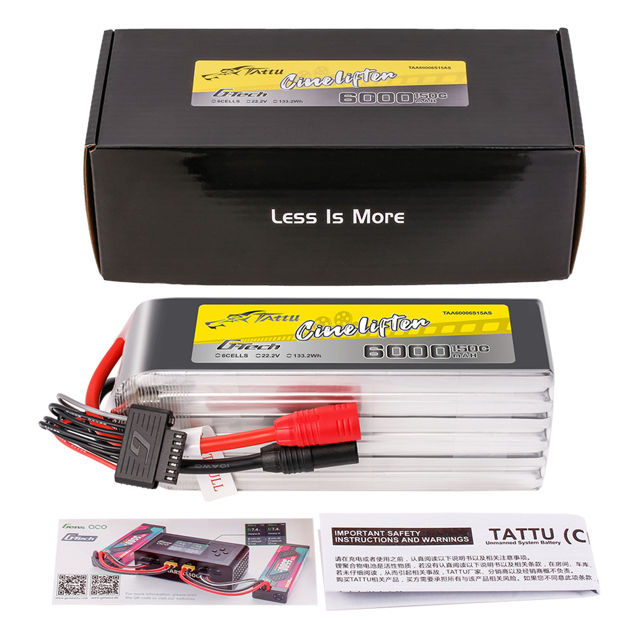 Batería Lipo Tattu G-Tech 6000mAh 6S 150C con conector AS150