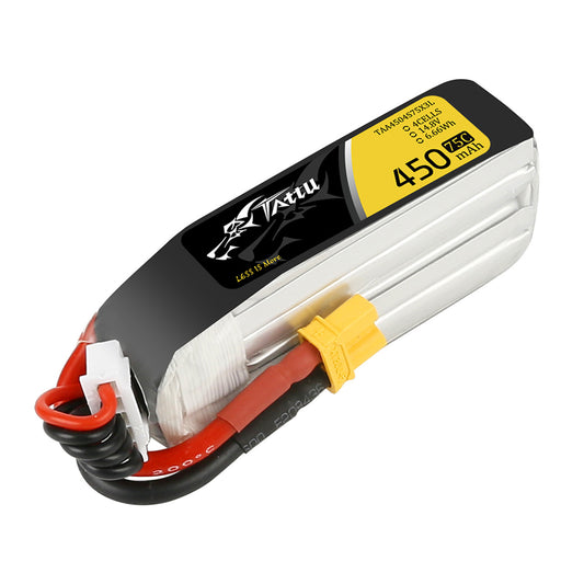Batería Lipo TATTU 450 mah 14.8V 4S 75C conector XT30 LONG