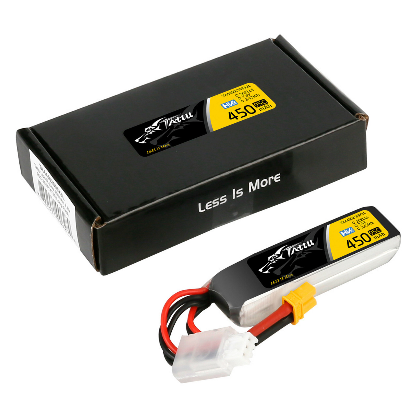 Batería Lipo TATTU HV 450 mah 2S 7.6V 95C conector XT30