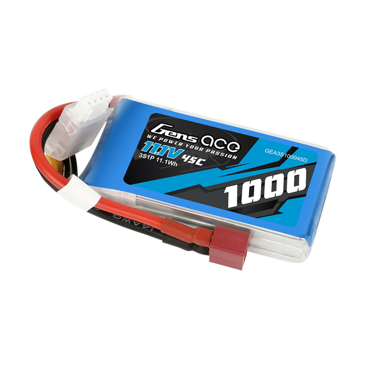 Bateria Lipo Gens Ace 1000mAh 3S 45C 11.1V Conector Deans