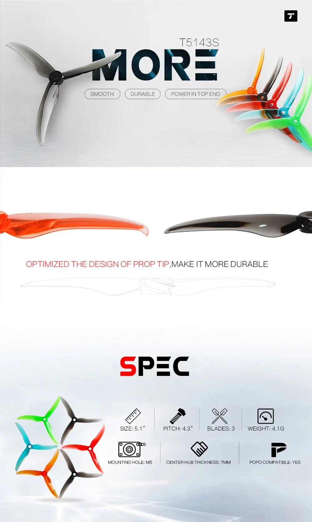 Pack 4 Hélices T-Motor T5143S