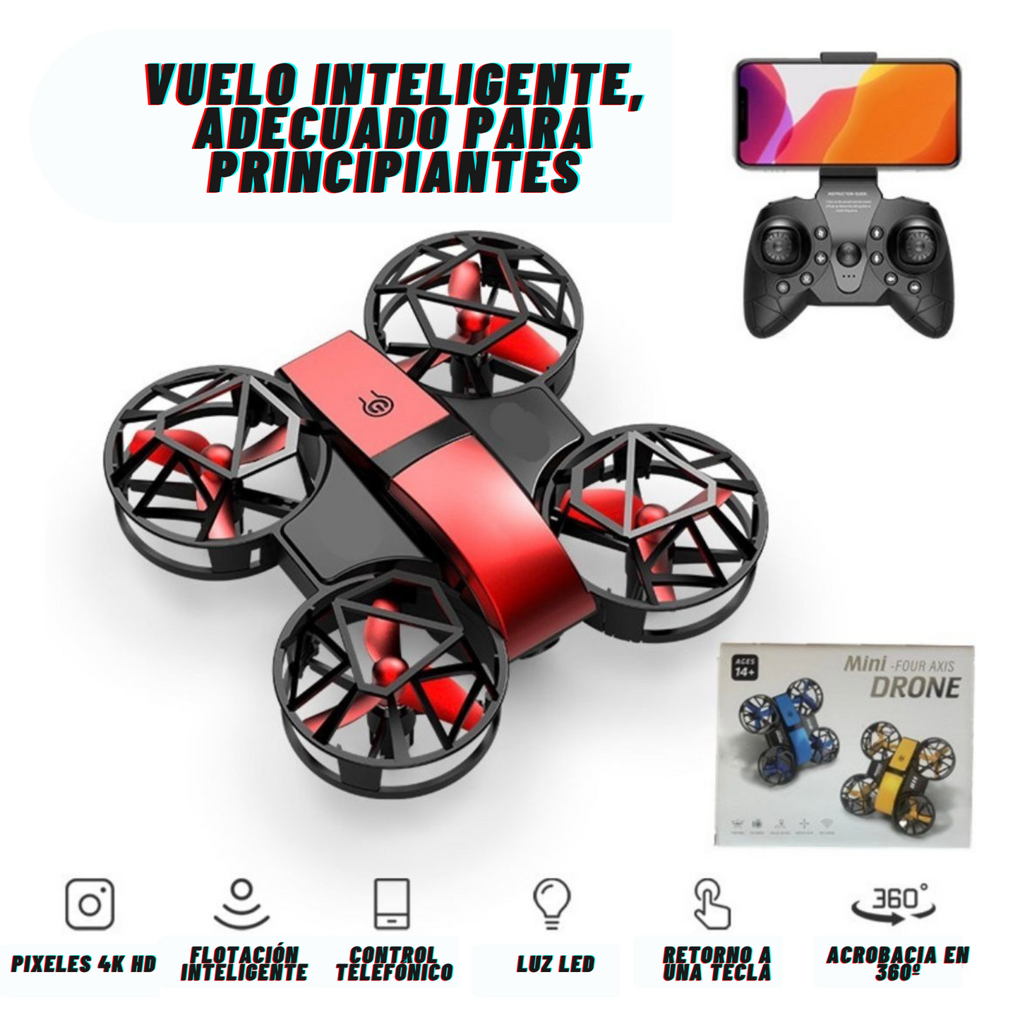 Mini-Four Axis Drone con camara 4k wi-fi