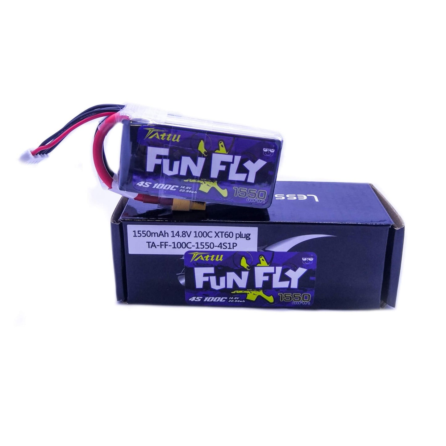 3 Pack - Batería Lipo TATTU 1550 mah 4S 14.8V 100C con conector XT60
