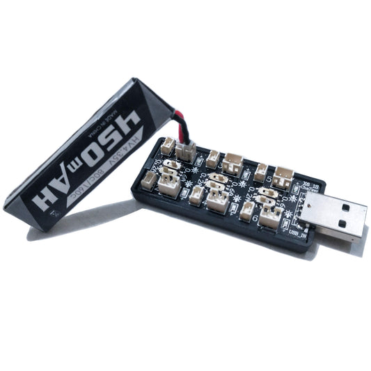 Cargador Baterias Lipo USB 6 en 1 3.7V y 3.85V Conector PHR 2.0