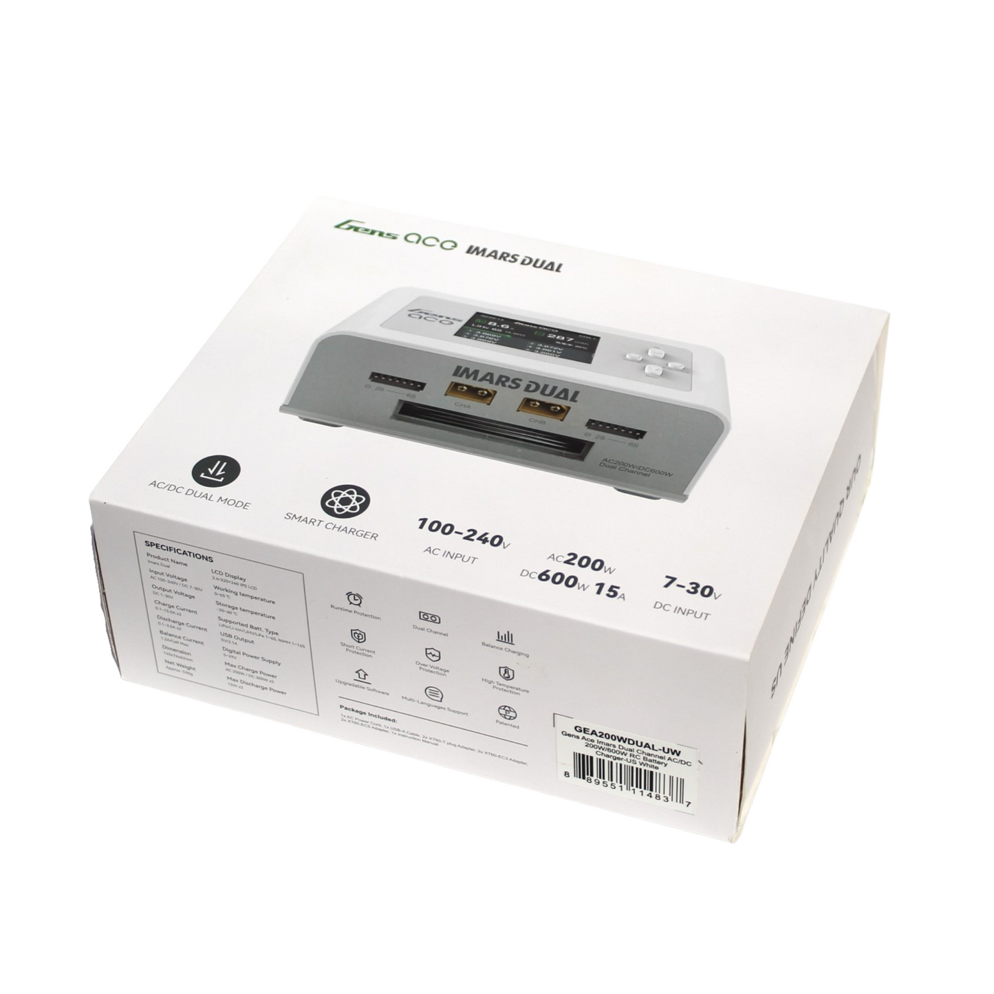 Cargador de Baterías Lipo Profesional GensAce Imars Dual Channel AC200W/DC600W