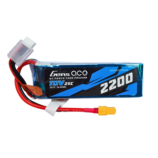 Batería Lipo GENS ACE 2200 mah 3S 11.1V 25C con conector XT60