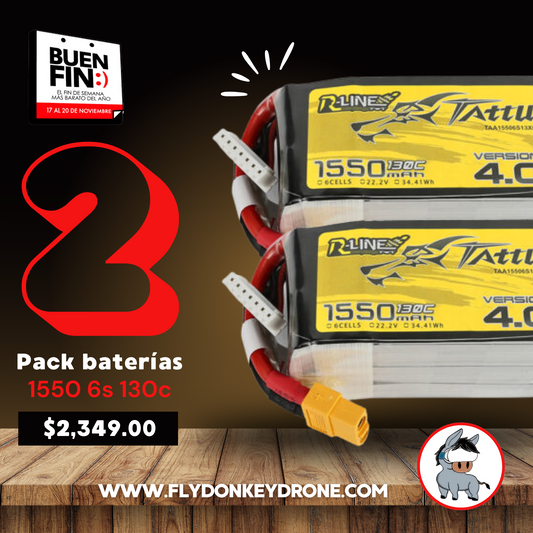 2 Pack - Batería Lipo TATTU R-LINE 1550 mah 6S 130C