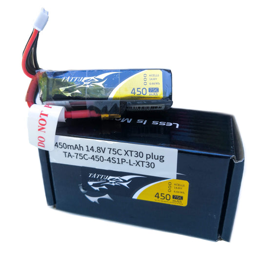 Batería Lipo TATTU 450 mah 14.8V 4S 75C conector XT30 LONG