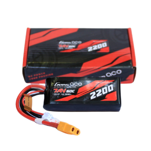 Batería Lipo GENS ACE 2200 mah 2S 7.4V 60C con conector XT60