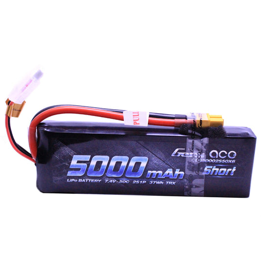 Bateria Lipo GENS ACE Short Size 5000 mah 2s 7.4V 50C con conector XT60
