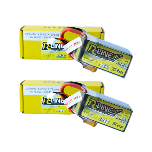 2 Pack Batería Lipo TATTU R-LINE 1800 mah 4S 95C conector XT60