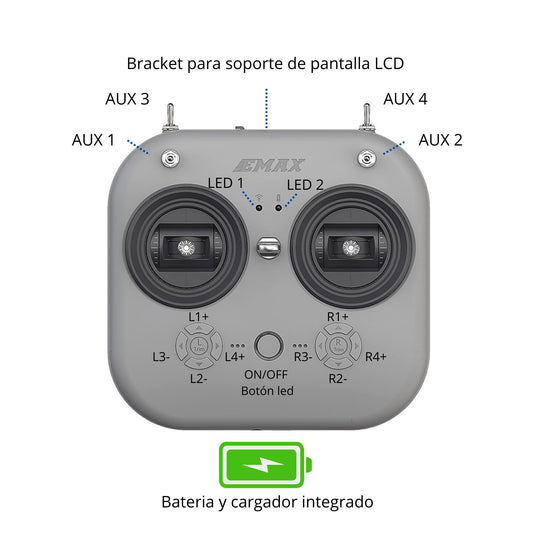 Radiocontrol Emax FPV Racing Drone Transmitter + Receptor Tiny D8 SBUS