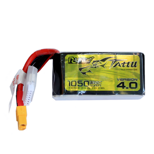 Batería Lipo Tattu R-line 1050 mah 6S 22.2V 130C conector XT60