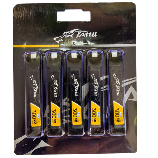 5 Pack - Batería Lipo TATTU 300 mah 1S 3.8 HV 75C conector PHR 2.0 y BT2.0